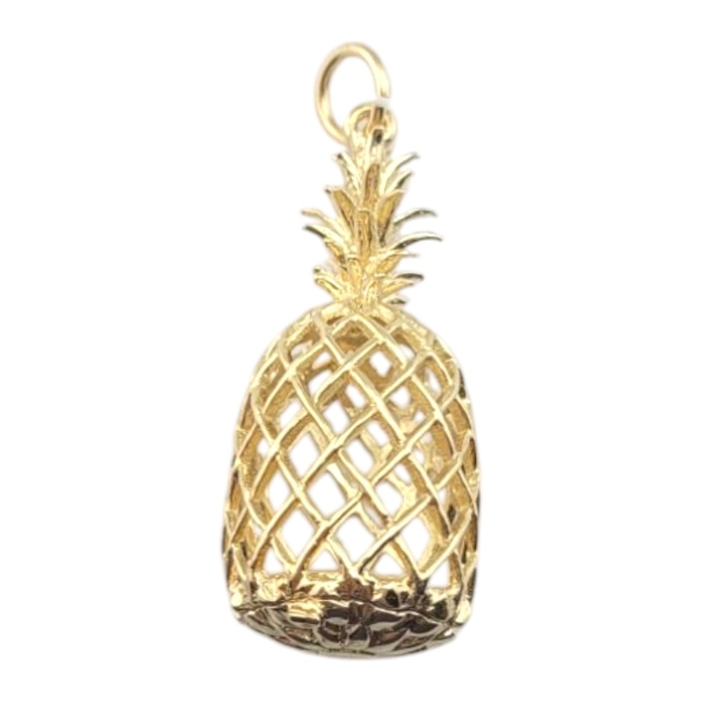 14 Karat Yellow Gold Pineapple with Green Stones Pendant #21150